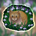 Bank Vole and Snowdrops Holographic Sticker