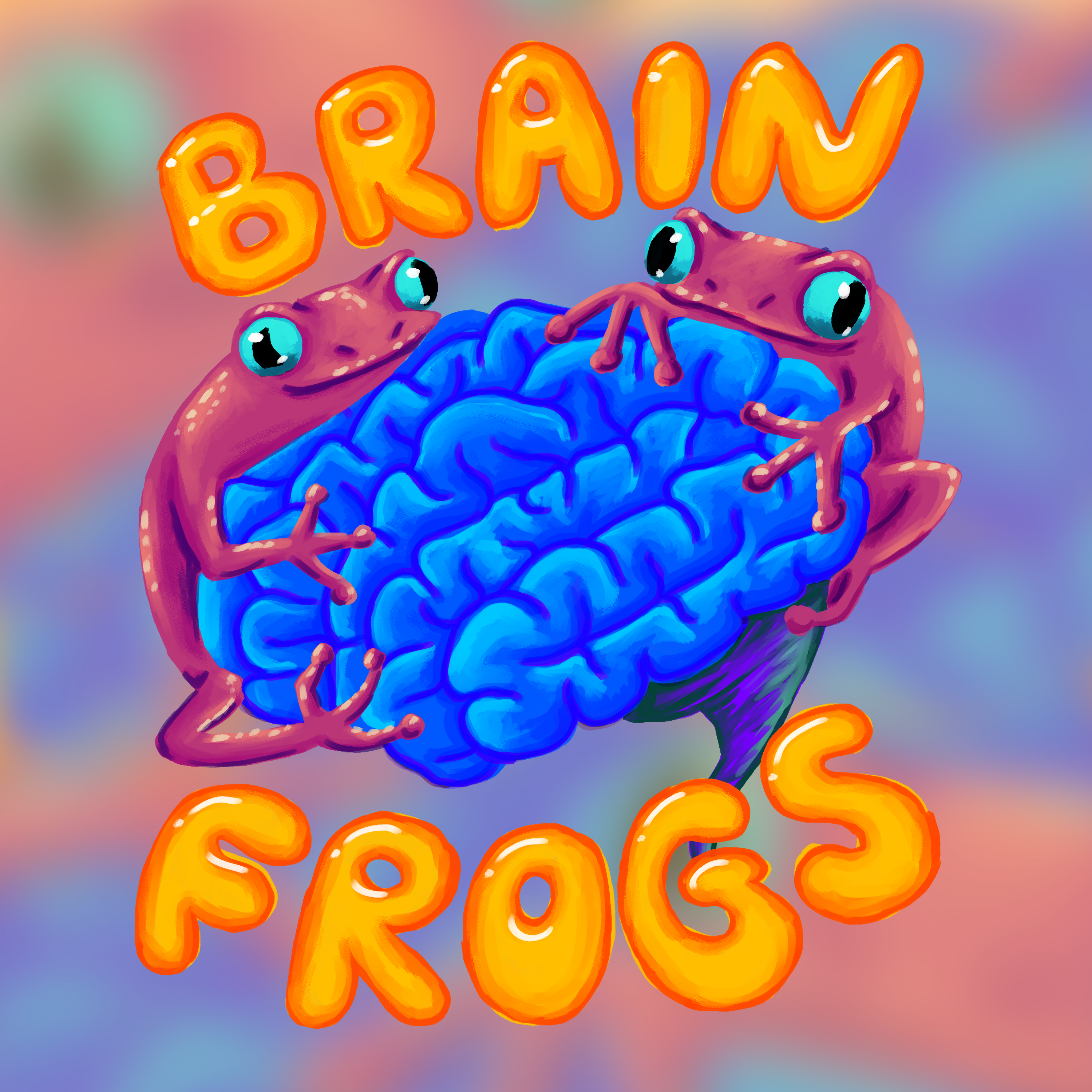 Brain Frogs Holographic Sticker