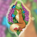 Fox and Foxglove Daytime Holographic Sticker