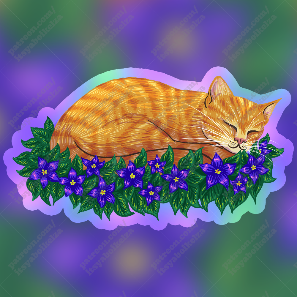 Sleepy Kitty Holographic Sticker