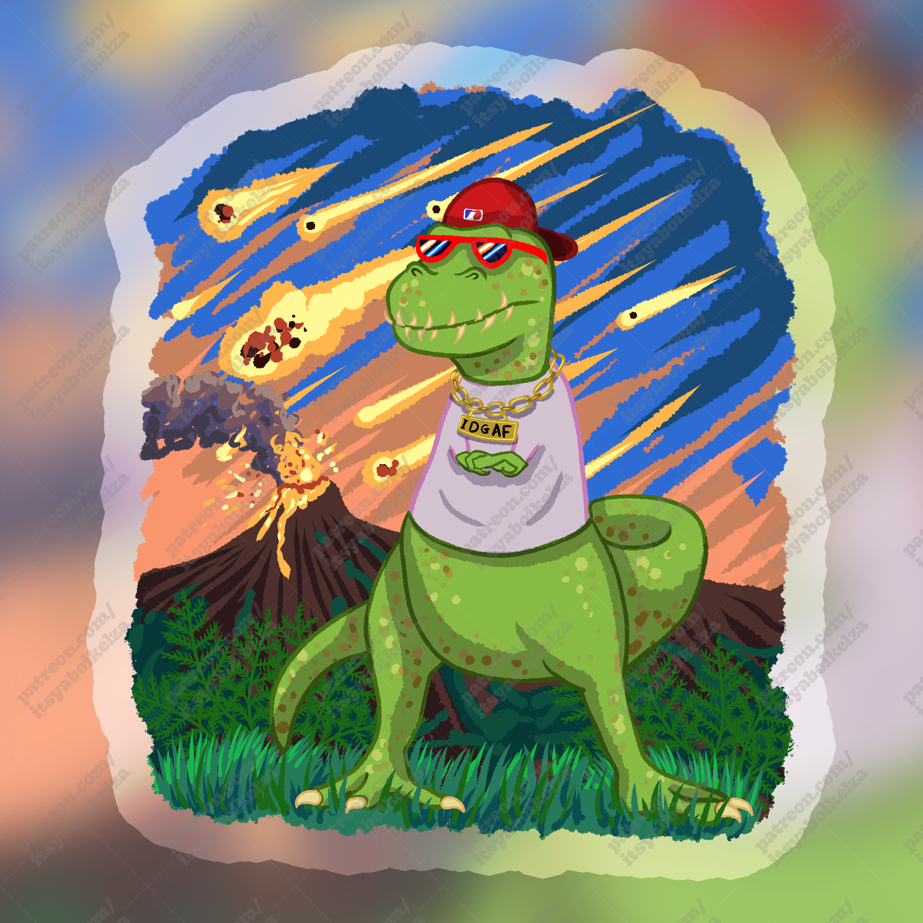 Cool T-rex Holographic Sticker