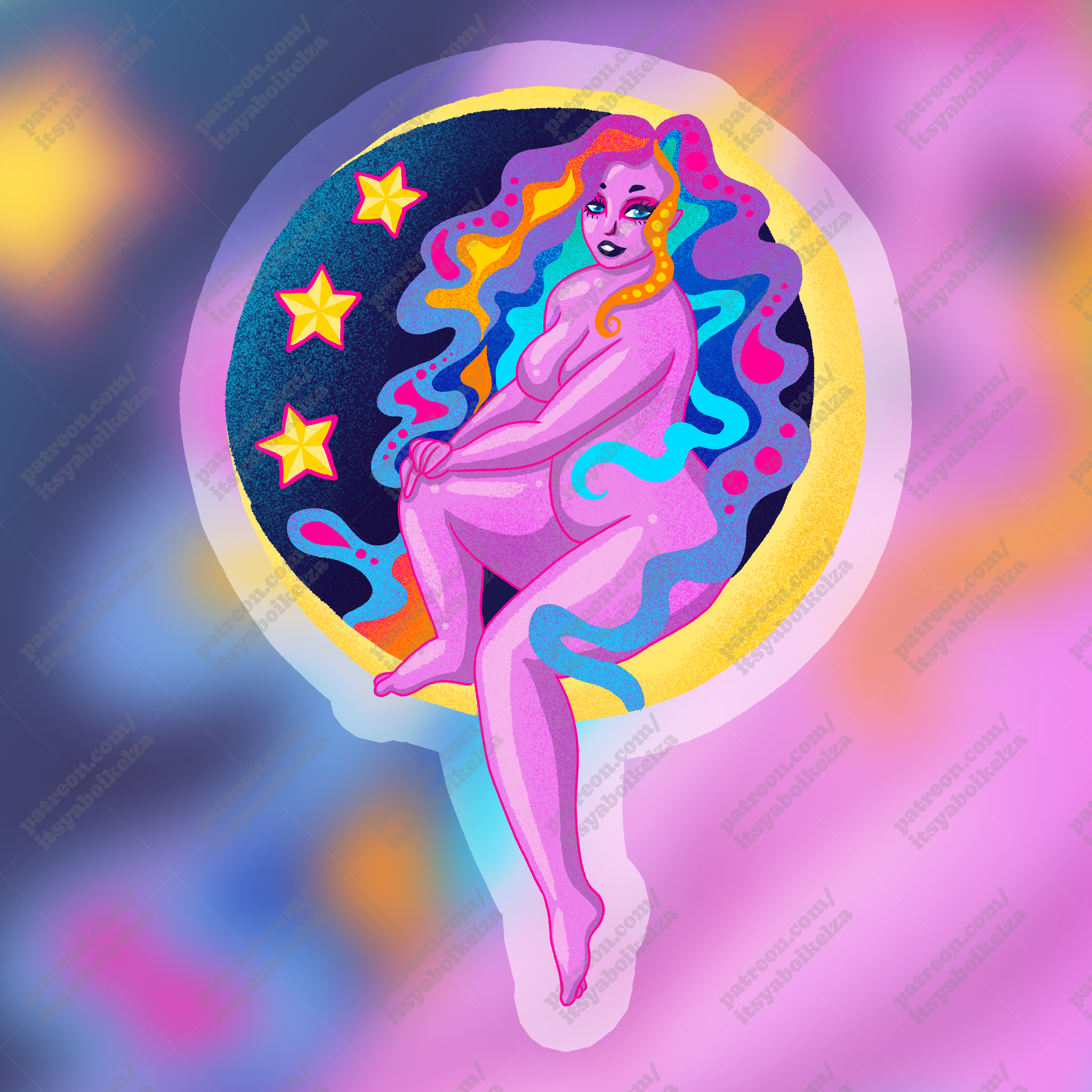 Psychedelic Space Babe 2 Holographic Sticker