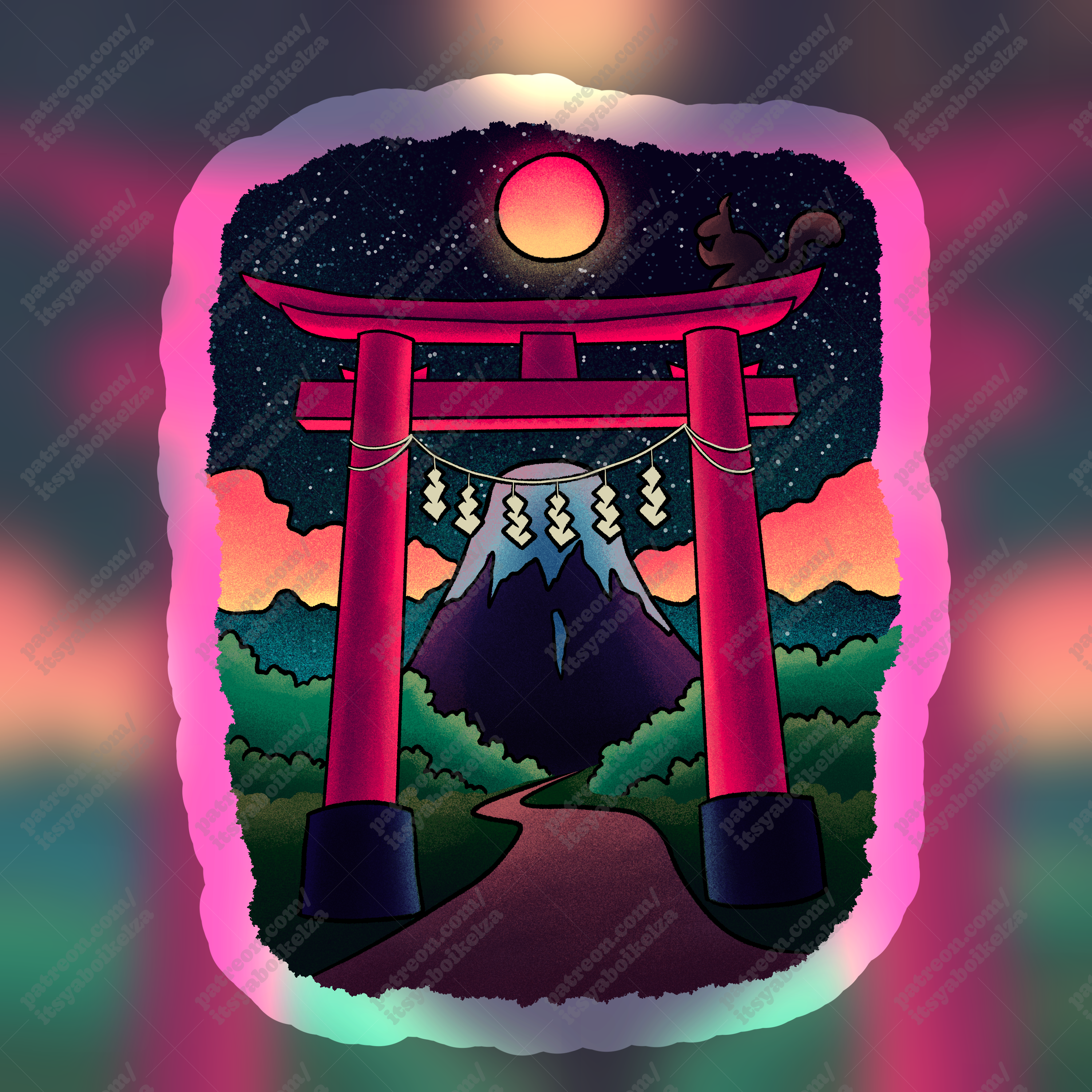 Torii Gate Holographic Sticker