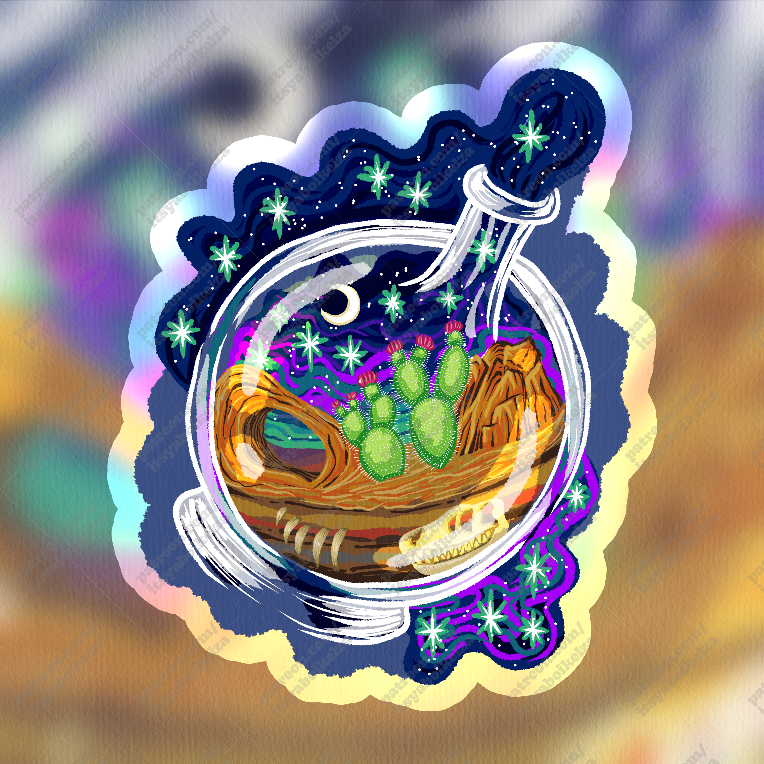 Desert Terrarium Holographic Sticker