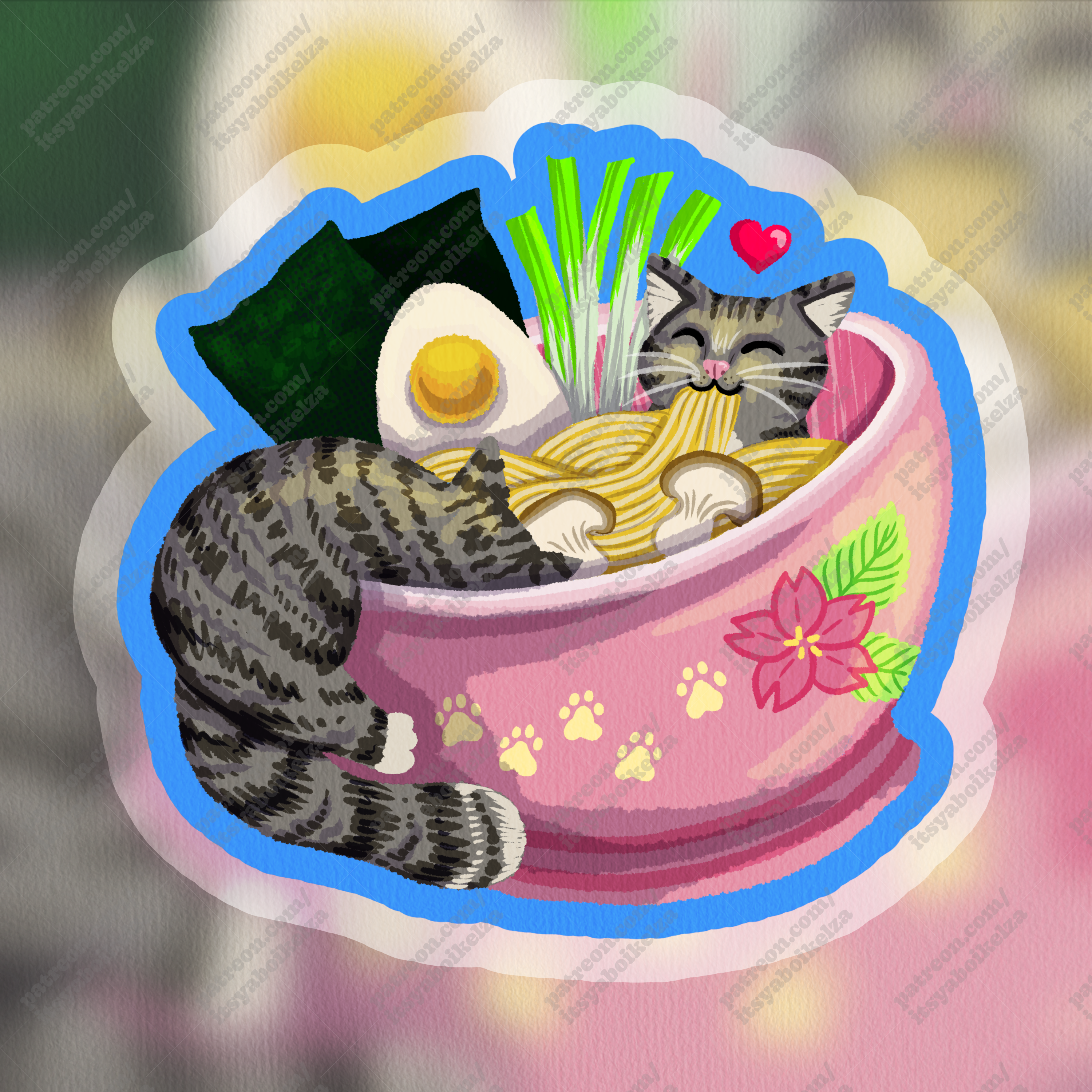 Noodle Cats Holographic Sticker