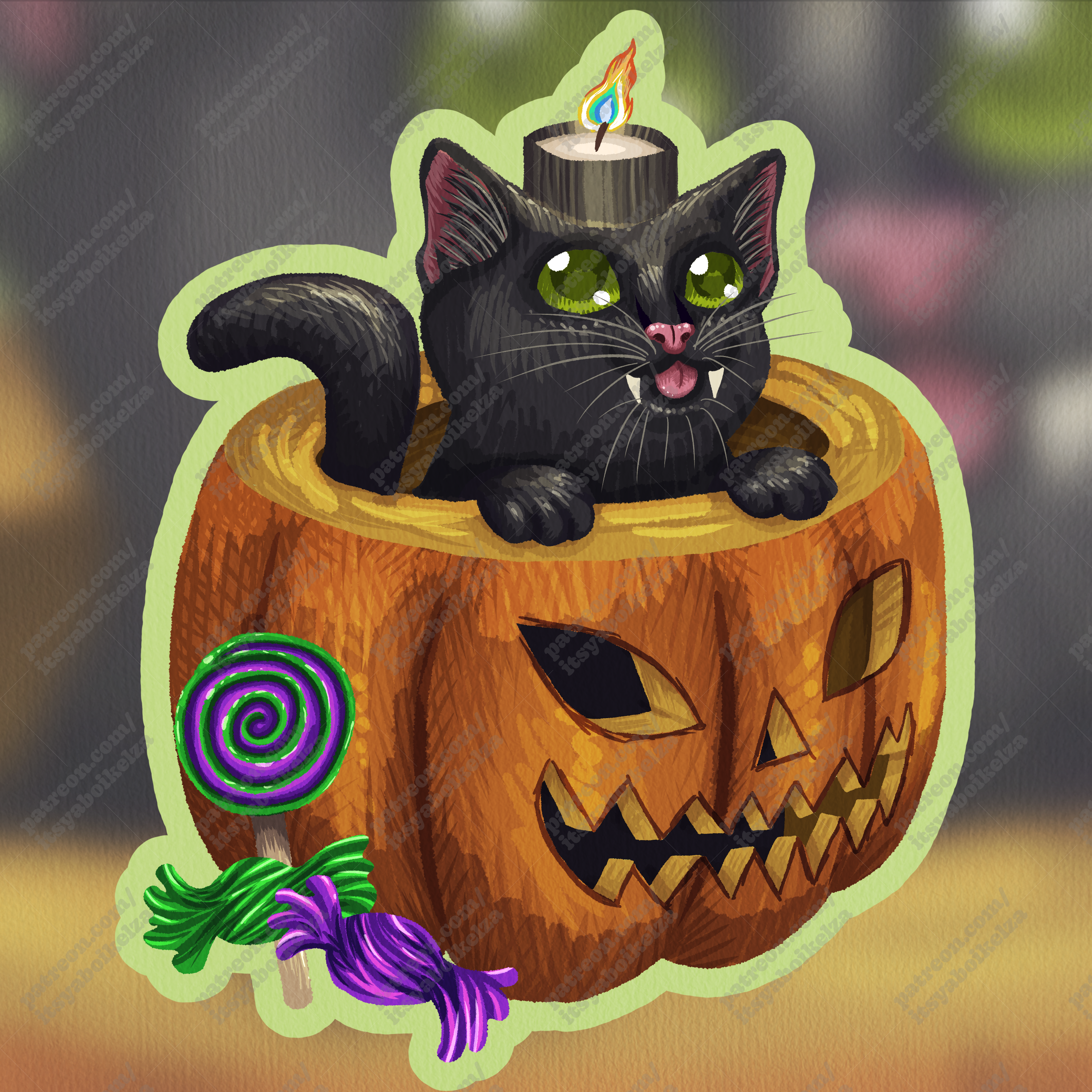 Pumpkin Kitty Holographic Sticker