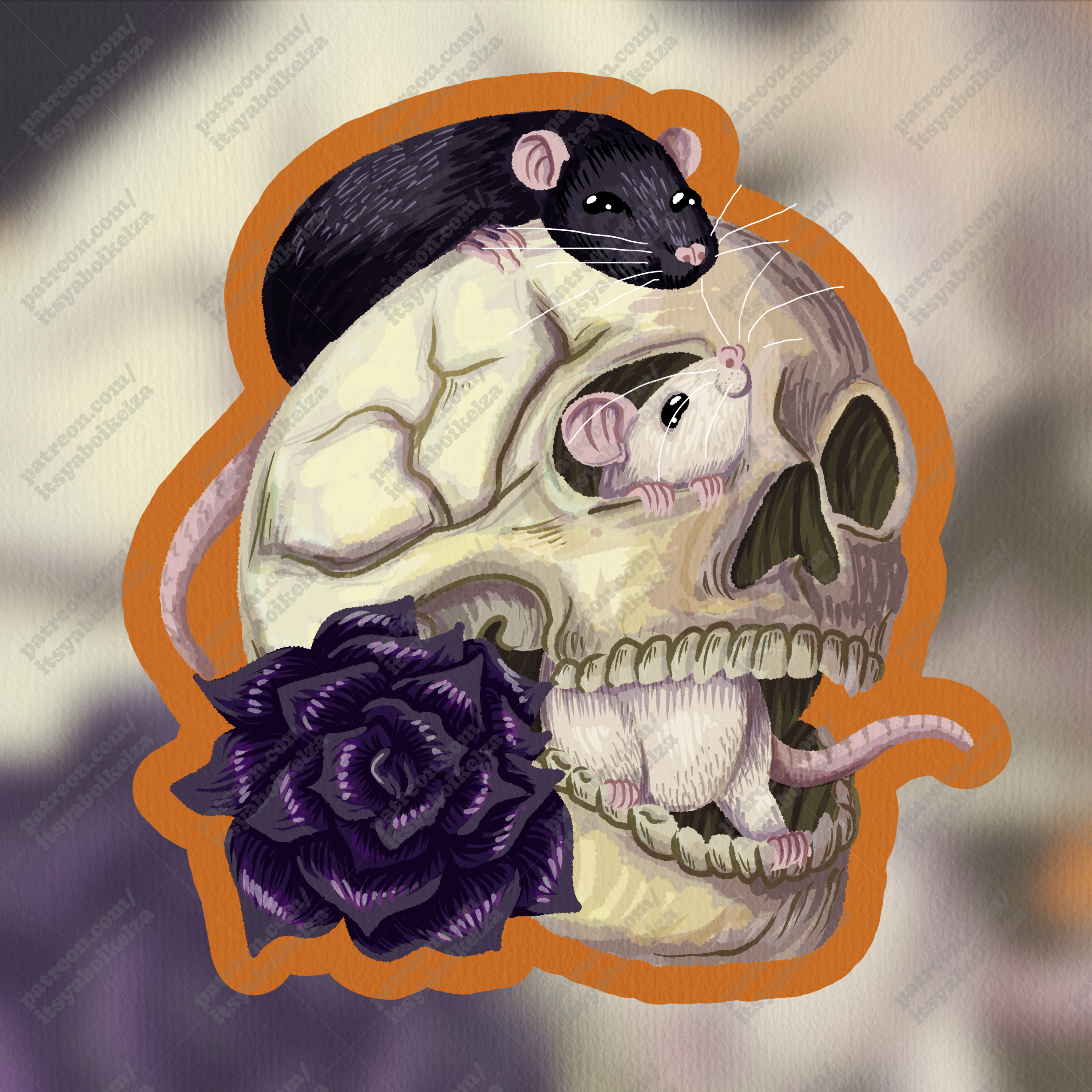 Skull Rats Holographic Sticker