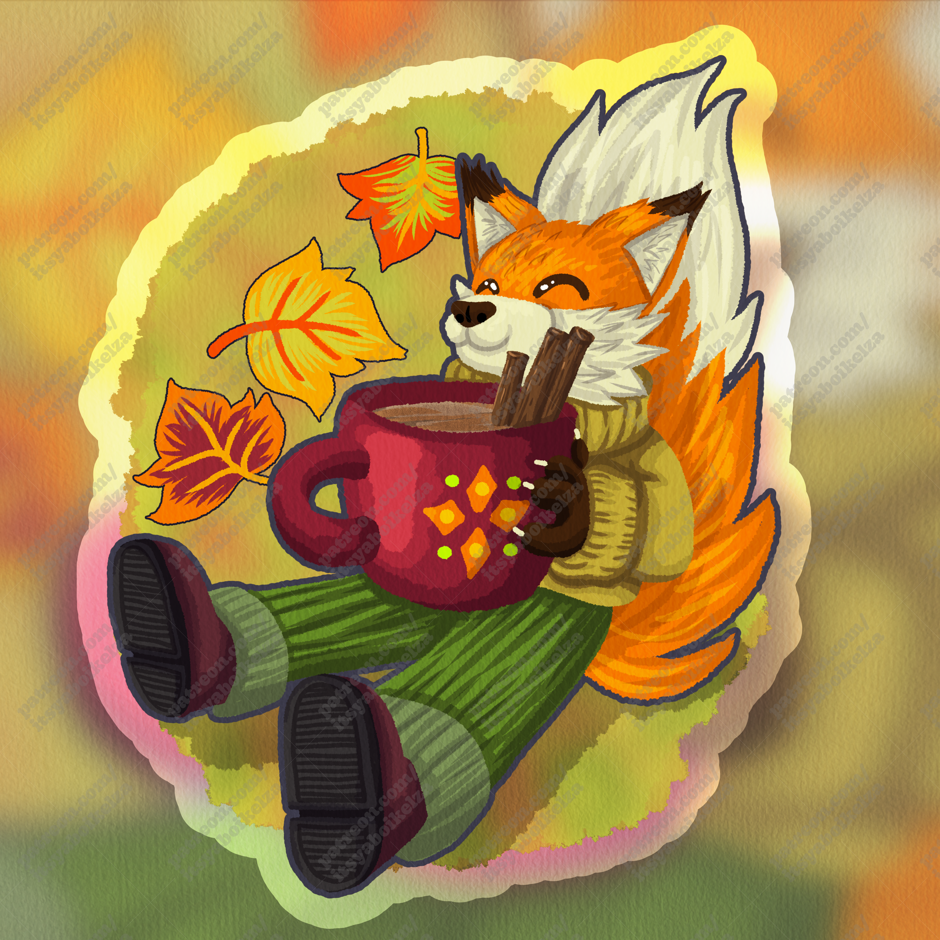 Cosy Fox Holographic Sticker