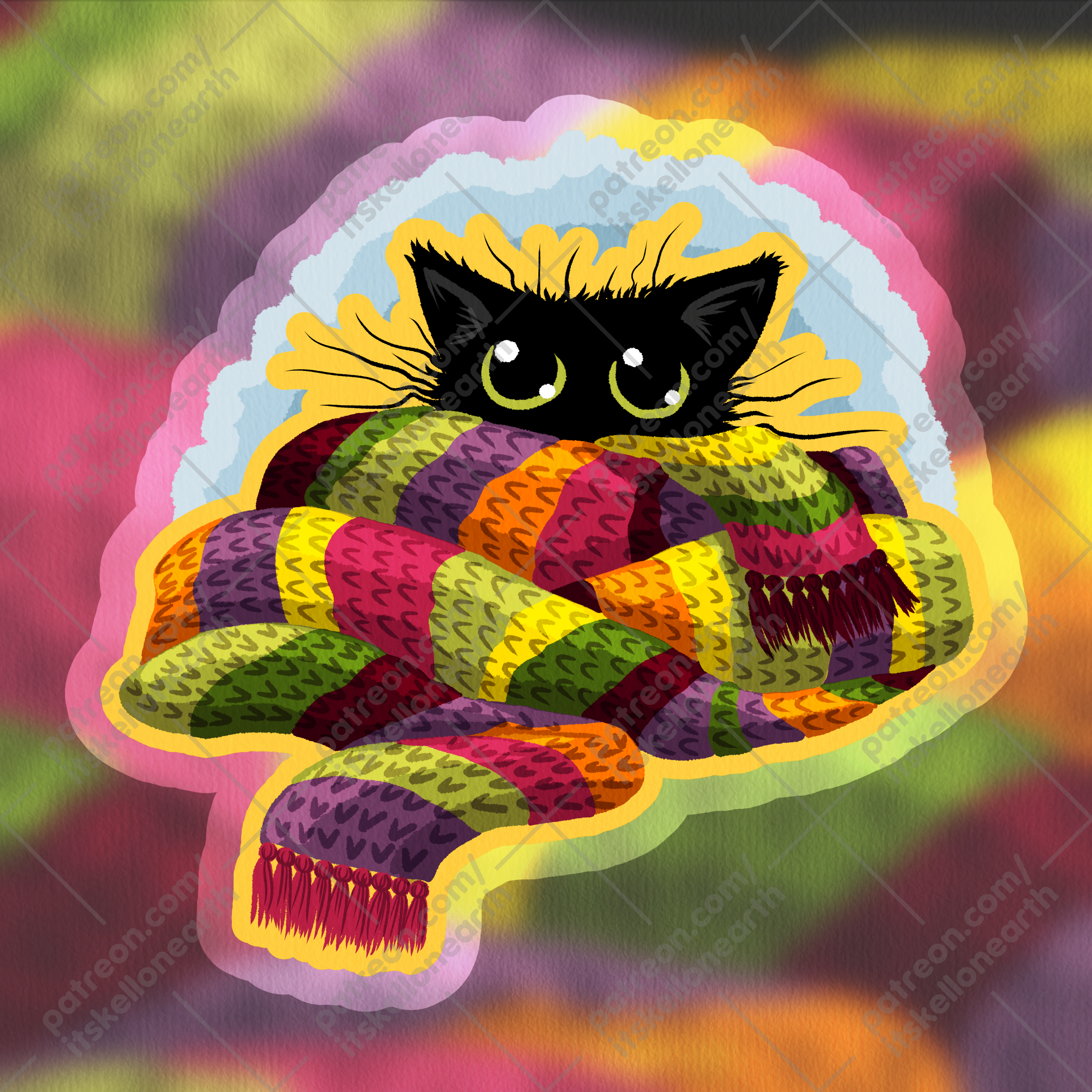 Scarf Kitty Holographic Sticker