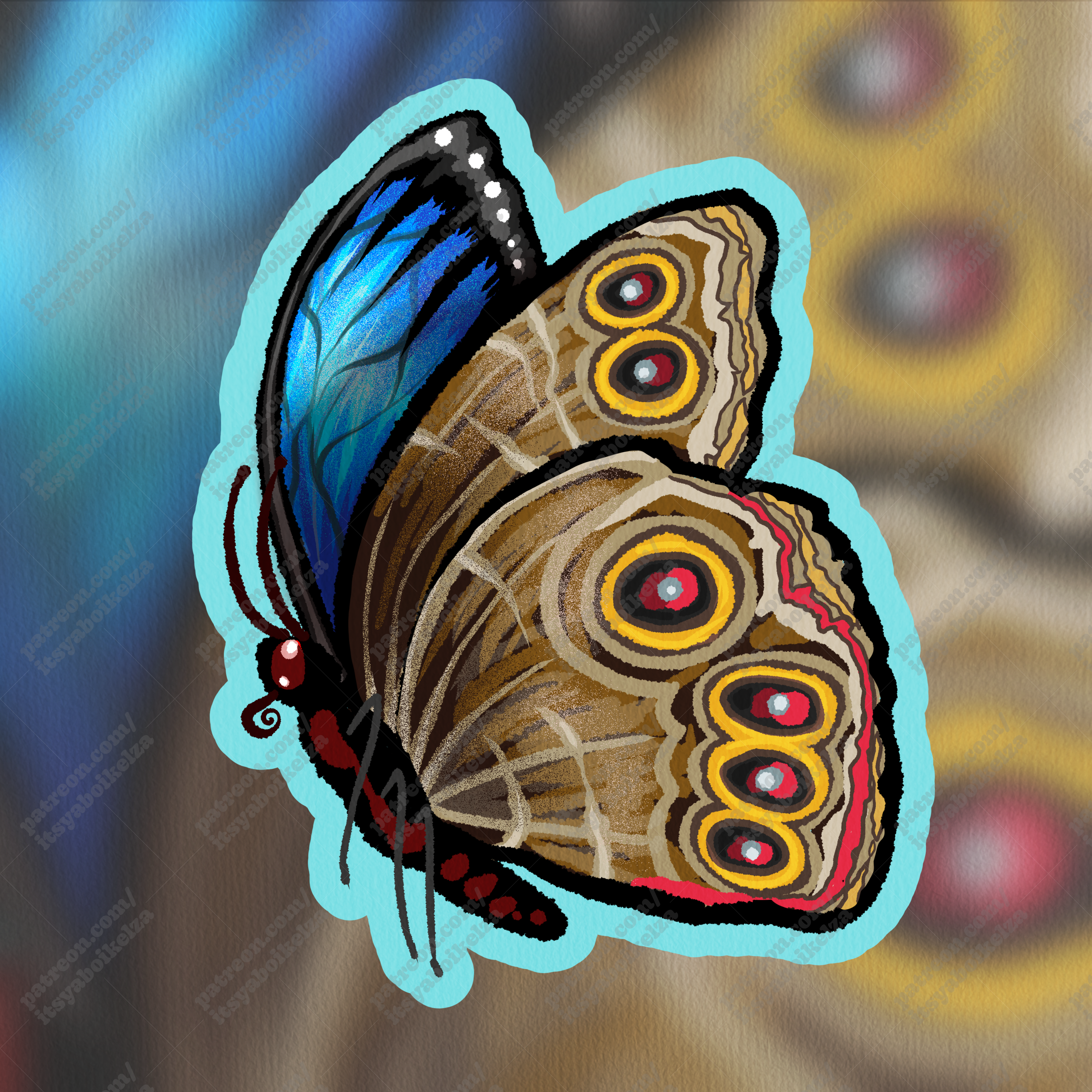 Blue Morpho Holographic Sticker