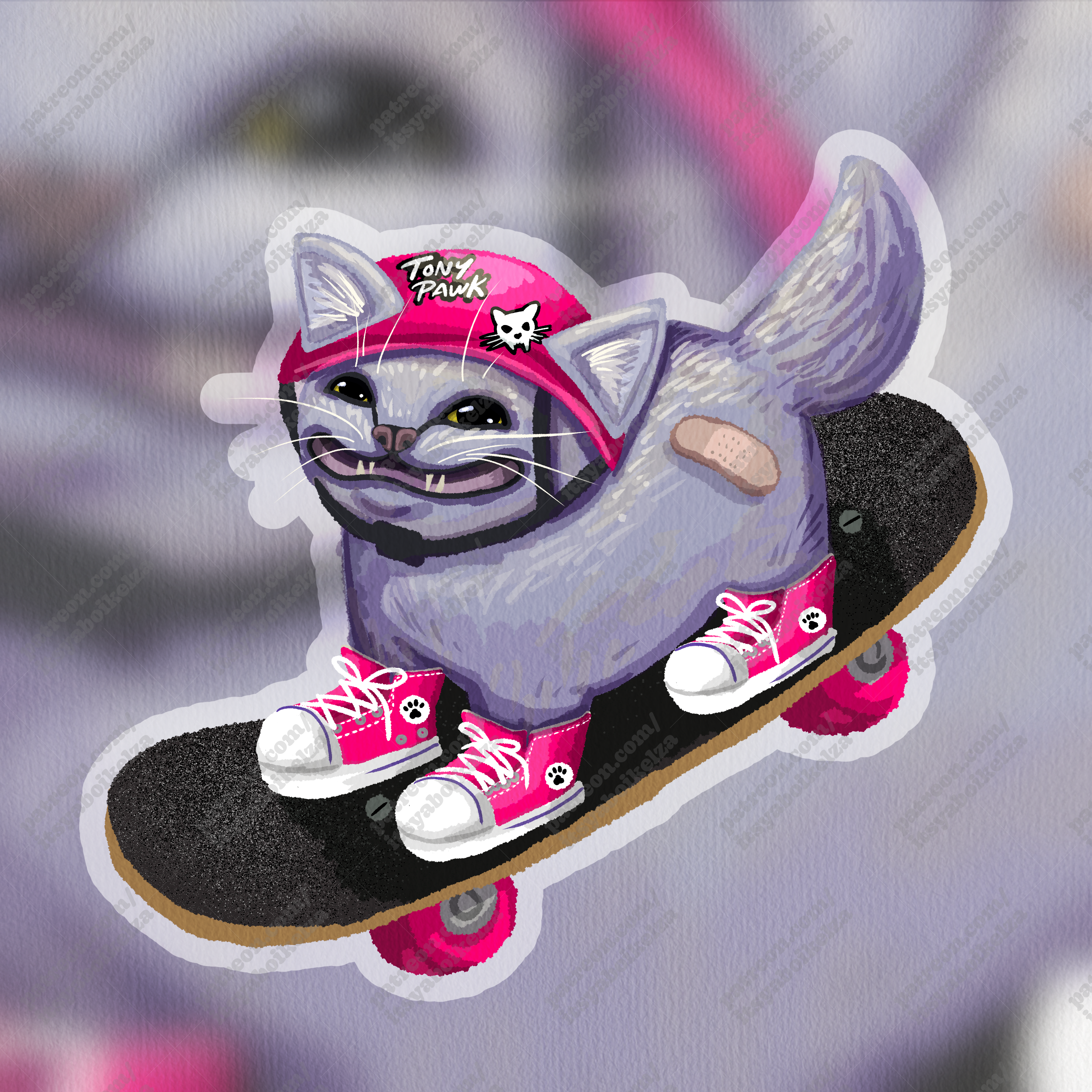 Skate Kitten Holographic Sticker