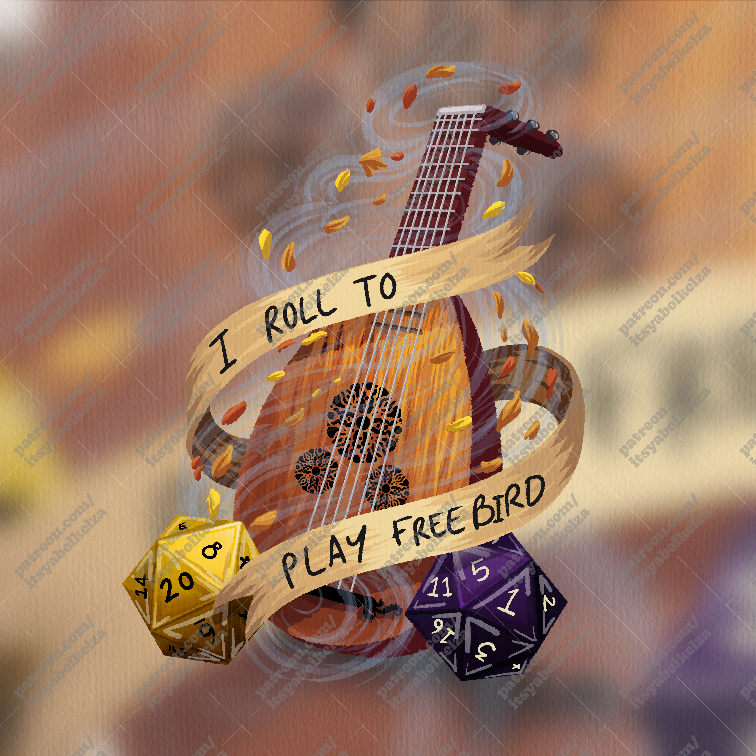 Bard Lute - I Roll to Play Freebird - Holographic Sticker
