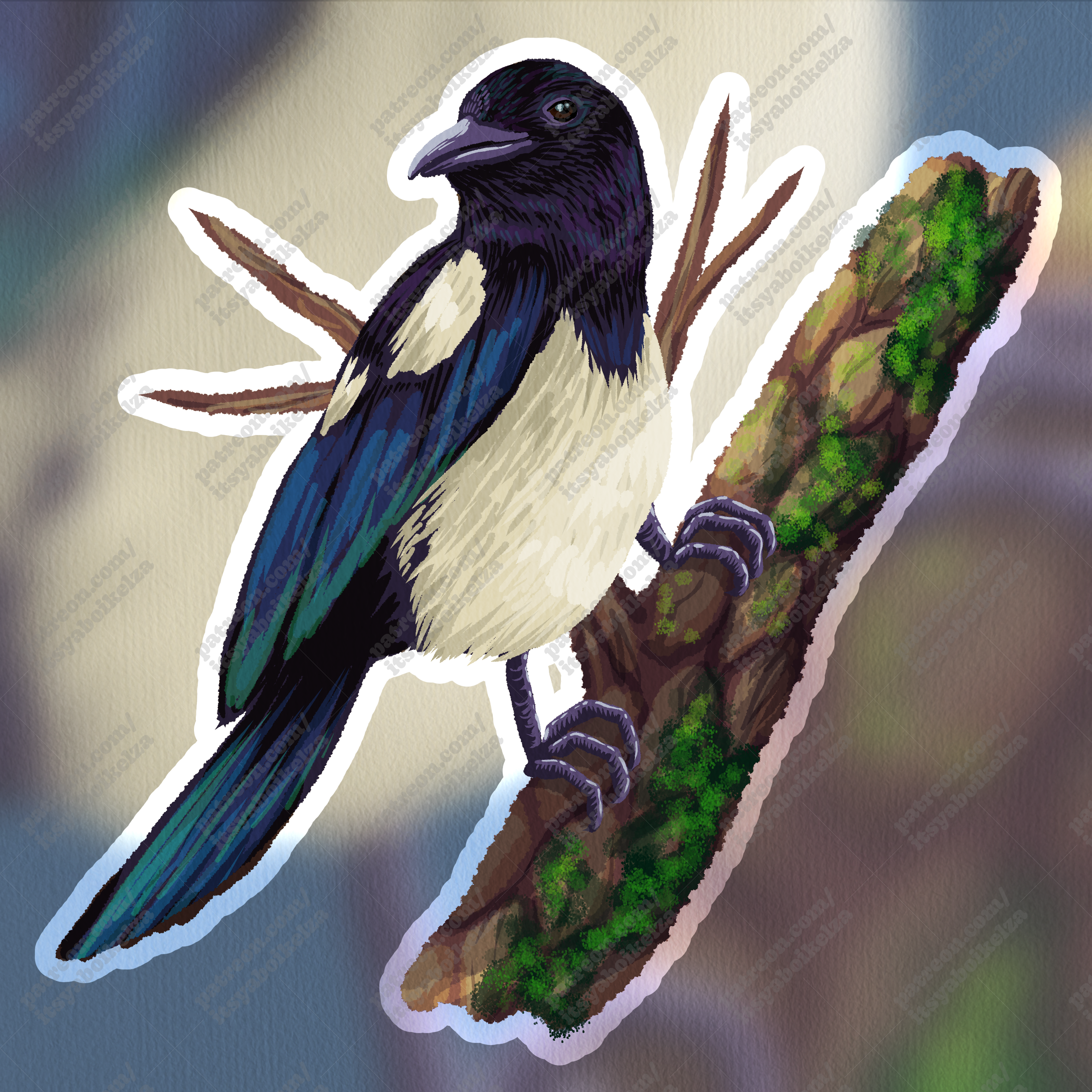 Magpie Holographic Sticker