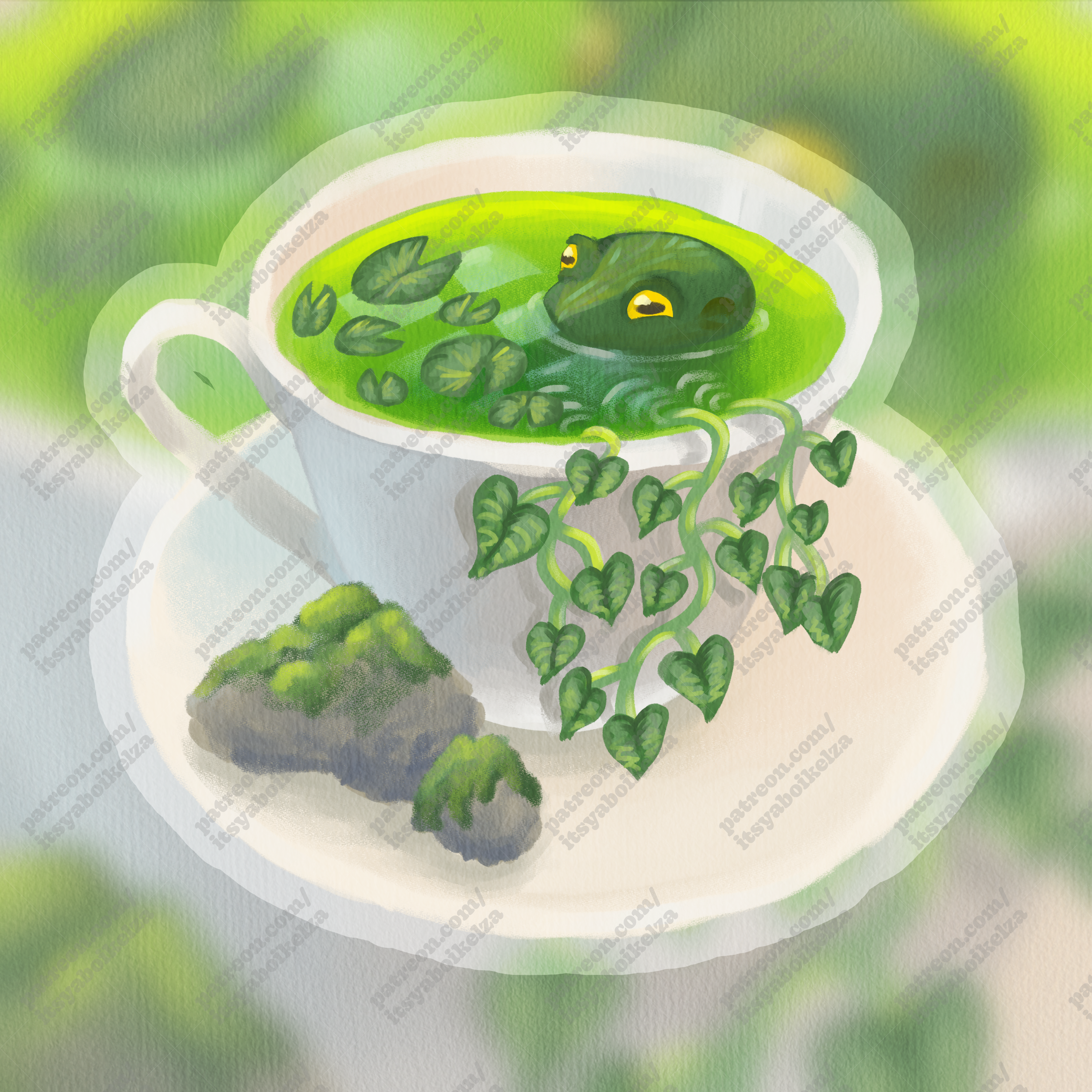 Frog Tea Holographic Sticker