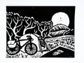 Bikepacking - 15x20 Lino Print