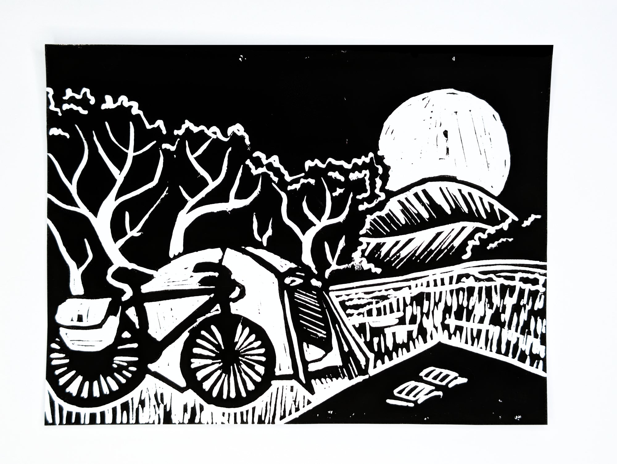 Bikepacking - 15x20 Lino Print