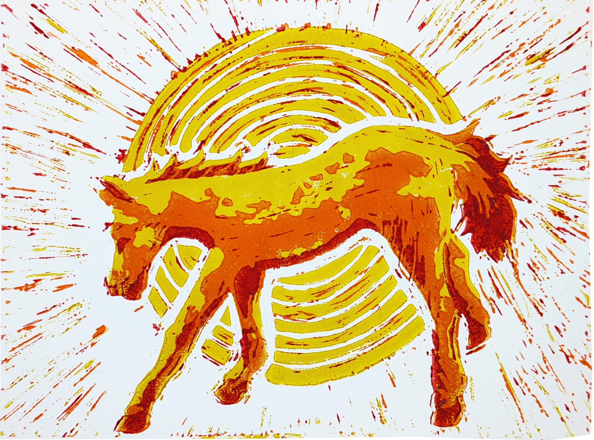 Heatwave - 15x20 Reduction Lino Print