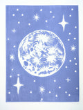 Moon and Stars - 20x15 Lino Print